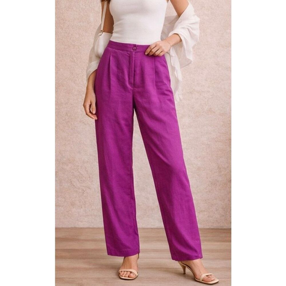 Vintage Silk Club 100% washable silk pink tapered leg trouser pant small